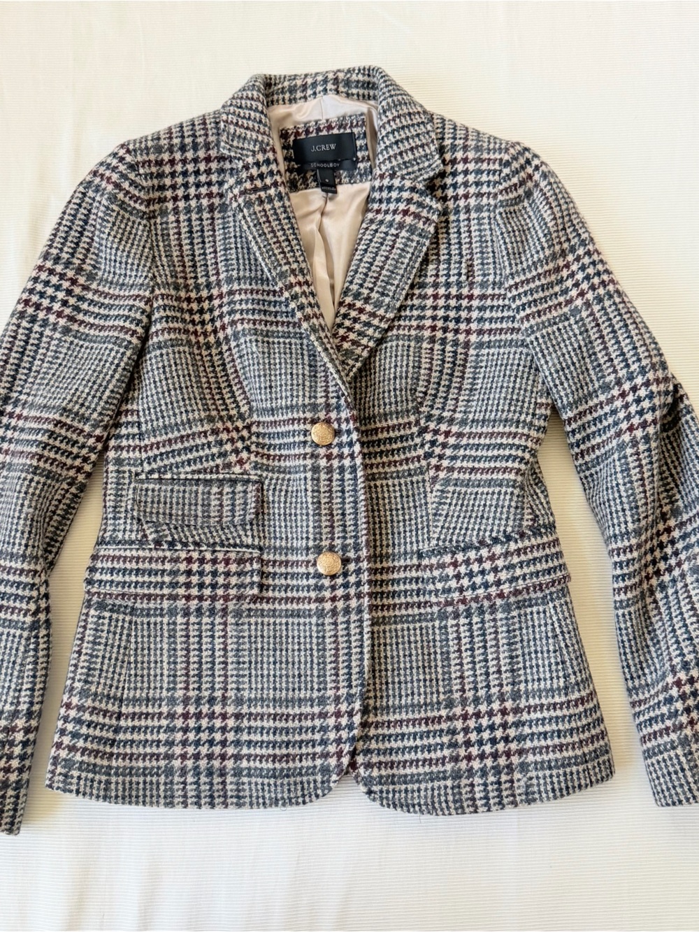 J Crew Womens Jacket Schoolboy Plaid Wool Longsleeve Casual  0